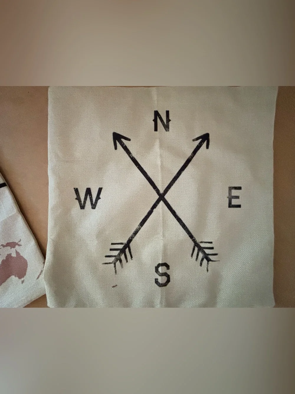 Set of 2 Travel themed Pillow Covers Beige